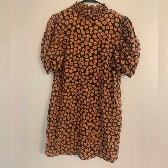 Who What Wear Linen Blend Puff Sleeve Floral Dress - Picture 8 of 10